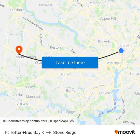 Fort Totten+Bay K to Stone Ridge map