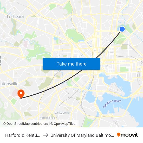 Harford & Kentucky Nb to University Of Maryland Baltimore (Umbc) map