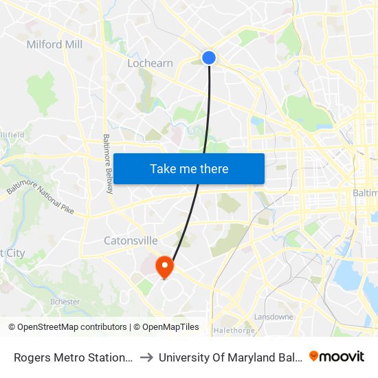 Rogers Metro Station Entrance Nb to University Of Maryland Baltimore (Umbc) map
