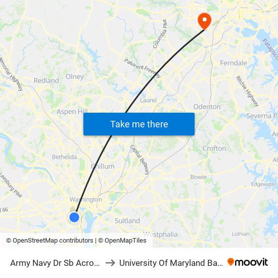 Army Navy Dr Sb Across From 1300 to University Of Maryland Baltimore (Umbc) map