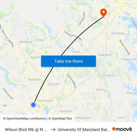 Wilson Blvd Wb @ N Kansas St Ns to University Of Maryland Baltimore (Umbc) map