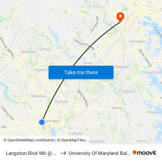 Langston Blvd Wb @ N Scott St Ns to University Of Maryland Baltimore (Umbc) map