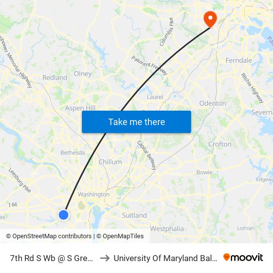 7th Rd S Wb @ S Greenbrier St FS to University Of Maryland Baltimore (Umbc) map