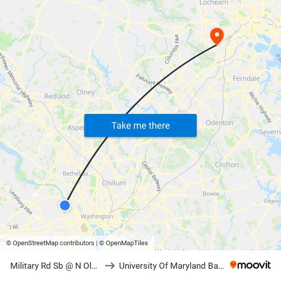 Military Rd Sb @ N Old Glebe Rd FS to University Of Maryland Baltimore (Umbc) map