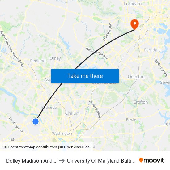 Dolley Madison And Dunaway to University Of Maryland Baltimore (Umbc) map