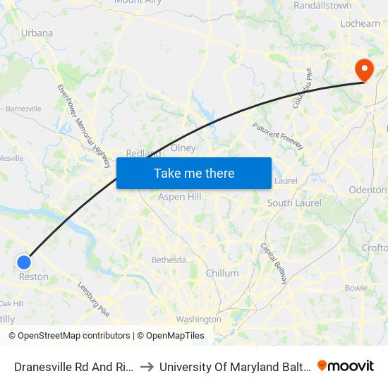 Dranesville Rd And Ridgegate Dr. to University Of Maryland Baltimore (Umbc) map