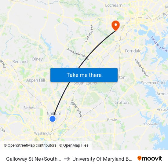 Galloway St Ne+South Dakota Av NE to University Of Maryland Baltimore (Umbc) map