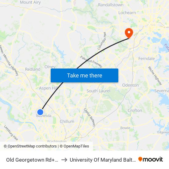 Old Georgetown Rd+Johnson Av to University Of Maryland Baltimore (Umbc) map