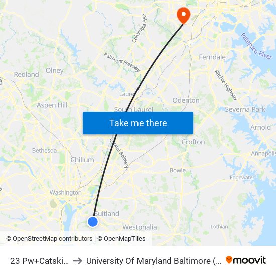 23 Pkwy+Catskill St to University Of Maryland Baltimore (Umbc) map