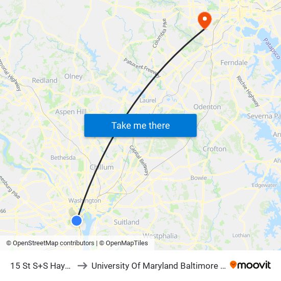 15 St S+S Grant St to University Of Maryland Baltimore (Umbc) map