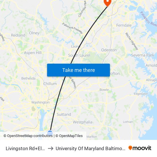 Livingston Rd+Elwin Rd to University Of Maryland Baltimore (Umbc) map