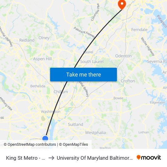 King St Metro - Bay B to University Of Maryland Baltimore (Umbc) map