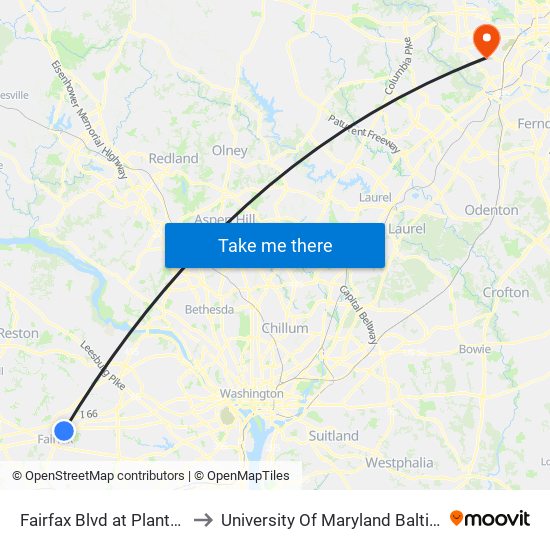 Fairfax Blvd at Plantation Pkwy to University Of Maryland Baltimore (Umbc) map