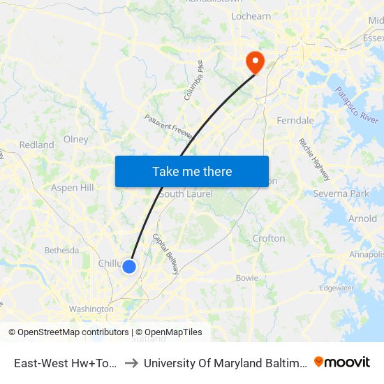 East-West Hwy+Toledo Ter to University Of Maryland Baltimore (Umbc) map