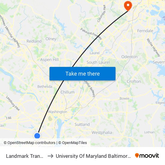 Landmark Transit Ctr to University Of Maryland Baltimore (Umbc) map