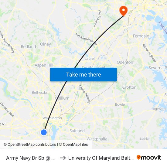 Army Navy Dr Sb @ 28th St S FS to University Of Maryland Baltimore (Umbc) map