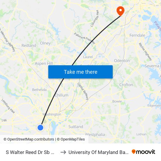 S Walter Reed Dr Sb @ 18th St S Ns to University Of Maryland Baltimore (Umbc) map