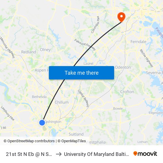 21st St N Eb @ N Scott St Ns to University Of Maryland Baltimore (Umbc) map