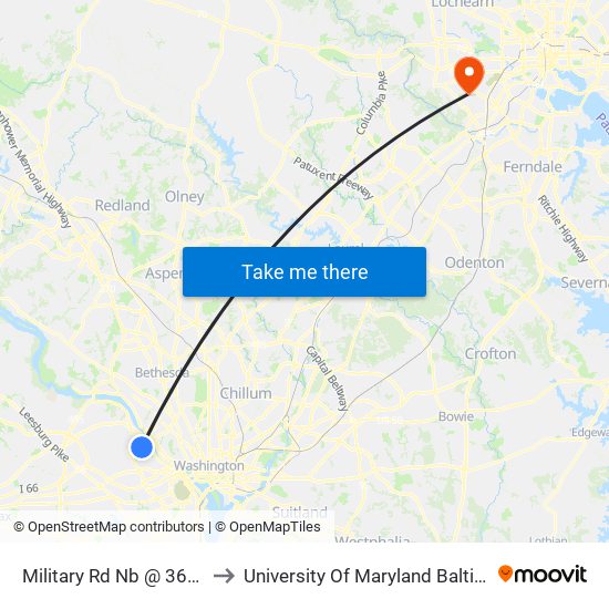 Military Rd Nb @ 36th Rd N Ns to University Of Maryland Baltimore (Umbc) map