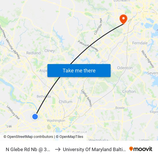 N Glebe Rd Nb @ 37th St N FS to University Of Maryland Baltimore (Umbc) map