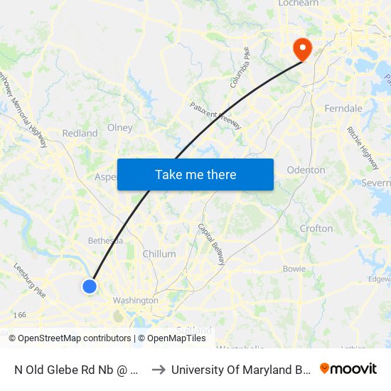 N Old Glebe Rd Nb @ N Stafford St FS to University Of Maryland Baltimore (Umbc) map