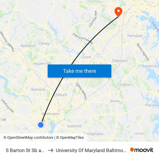 S Barton St Sb at 1210 to University Of Maryland Baltimore (Umbc) map