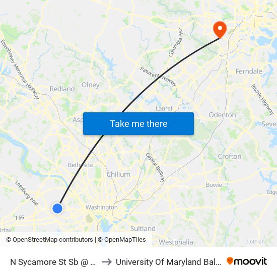 N Sycamore St Sb @ 29th St N Ns to University Of Maryland Baltimore (Umbc) map