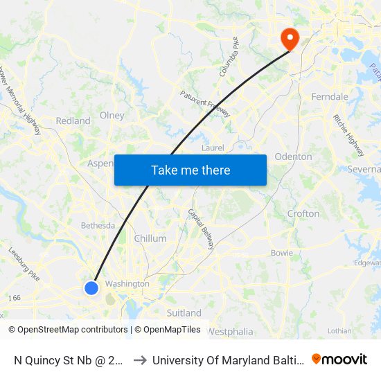 N Quincy St Nb @ 20th St N FS to University Of Maryland Baltimore (Umbc) map