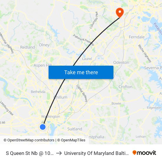 S Queen St Nb @ 10th St S Ns to University Of Maryland Baltimore (Umbc) map