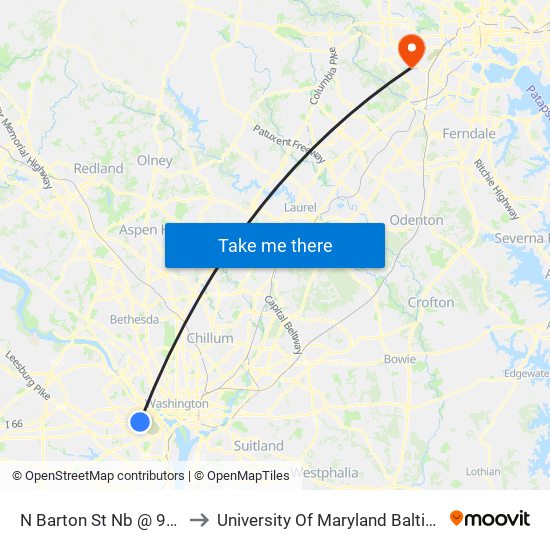 N Barton St Nb @ 9th St N Ns to University Of Maryland Baltimore (Umbc) map