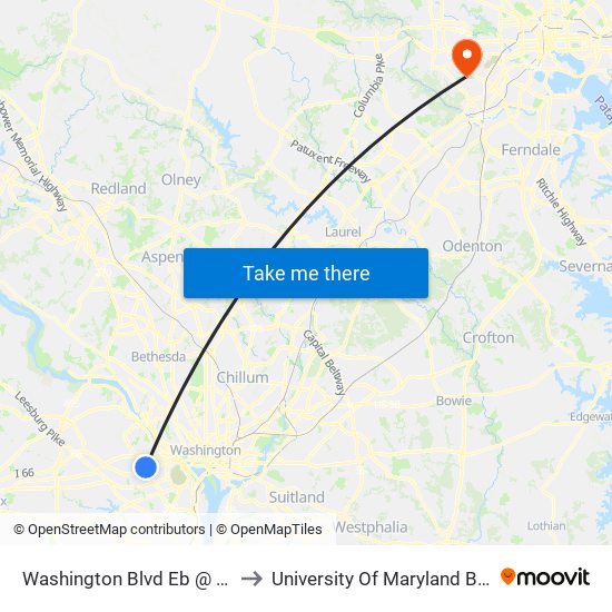 Washington Blvd Eb @ N Stafford St FS to University Of Maryland Baltimore (Umbc) map