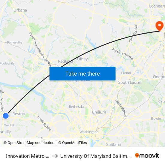 Innovation Metro Station to University Of Maryland Baltimore (Umbc) map