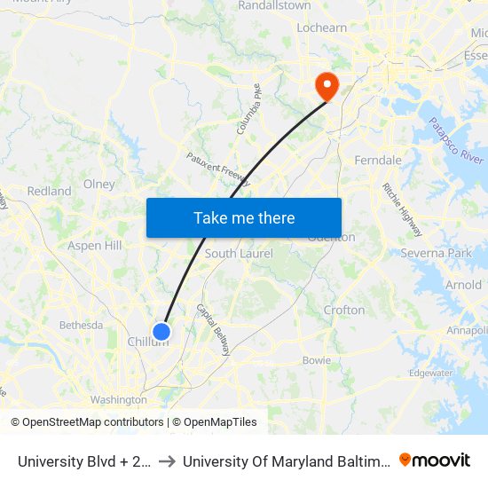 University Blvd + 23rd Ave to University Of Maryland Baltimore (Umbc) map