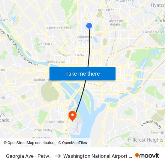 Georgia Ave - Petworth to Washington National Airport (Dca) map