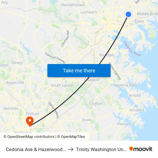 Cedonia Ave & Hazelwood Cir Opp to Trinity Washington University map