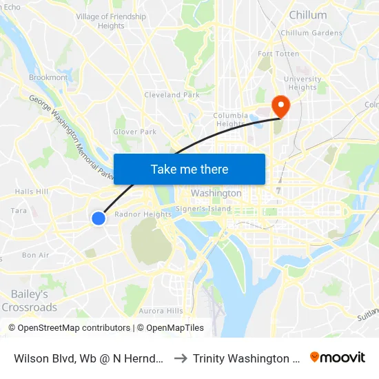 Wilson Blvd, Wb @ N Herndon Street, Ns to Trinity Washington University map