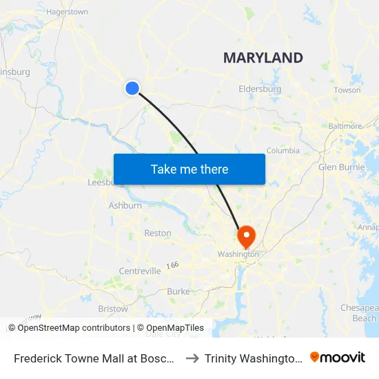 Frederick Towne Mall at Boscov's West Entrance to Trinity Washington University map