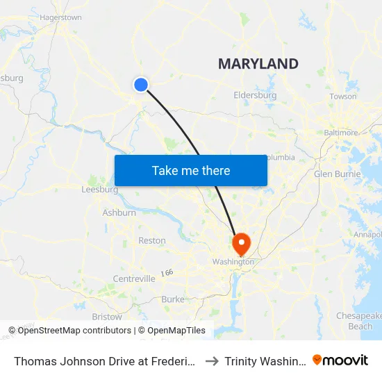 Thomas Johnson Drive at Frederick Professional Group (61 Tj Dr.) to Trinity Washington University map
