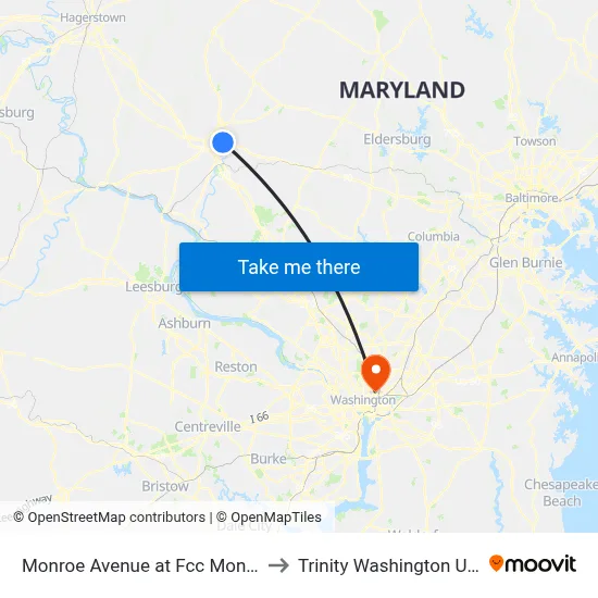 Monroe Avenue at Fcc Monroe Center to Trinity Washington University map