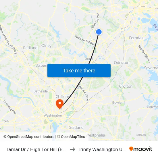 Tamar Dr / High Tor Hill (Eastbound) to Trinity Washington University map