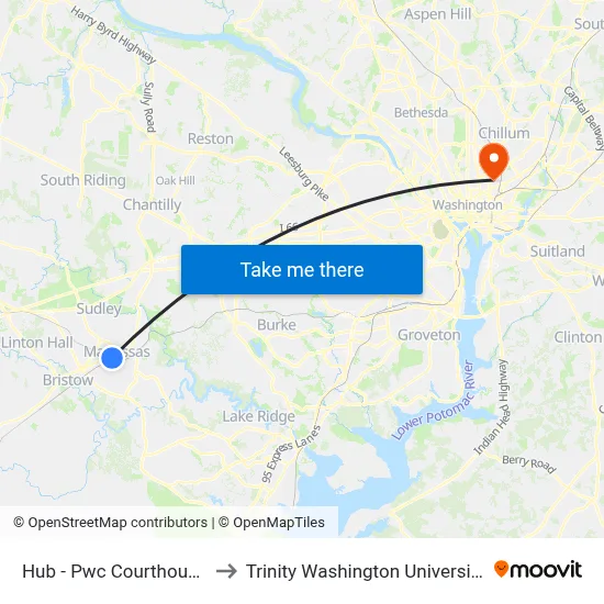 Hub - Pwc Courthouse to Trinity Washington University map