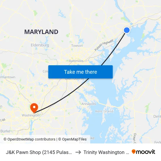 J&K Pawn Shop (2145 Pulaski Hwy/Us 40) to Trinity Washington University map