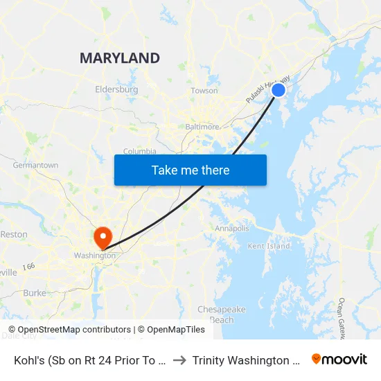 Kohl's (Sb on Rt 24 Prior To Trimble Rd) to Trinity Washington University map