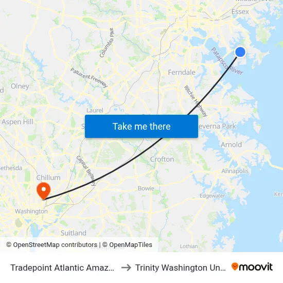 Tradepoint Atlantic Amazon Mtn6 to Trinity Washington University map