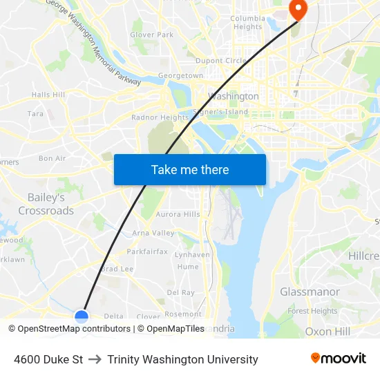 4600 Duke St to Trinity Washington University map