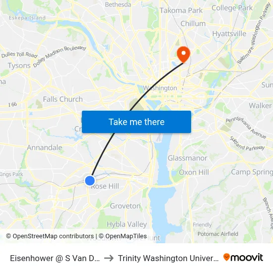 Eisenhower @ S Van Dorn to Trinity Washington University map