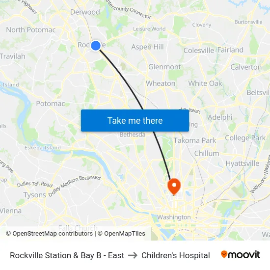 Rockville Station & Bay B - East to Children's Hospital map