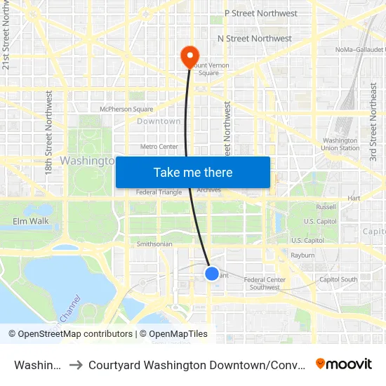 Washington to Courtyard Washington Downtown / Convention Center map