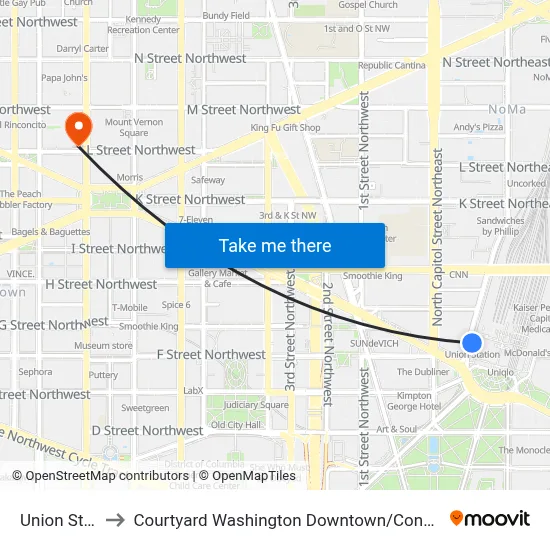 Union Station to Courtyard Washington Downtown / Convention Center map