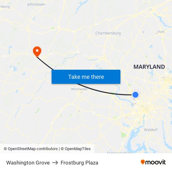 Washington Grove to Frostburg Plaza map